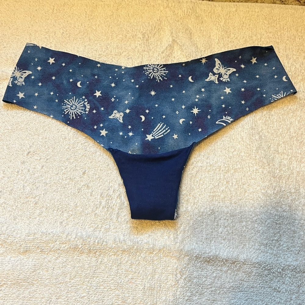 Pink Victoria’s Secret Thong String Bikini Panties Blue Butterfly Celestial Star - Picture 5 of 10